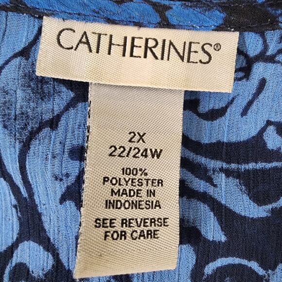 Catherines Women Blouse Size 2X 3/4 Sleeve Sheer Pullover Asymmetric Sash Career - Picture 10 of 11